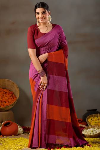 Raag varnam pink handloom khadi cotton saree