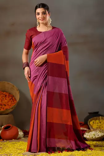 Raag varnam pink handloom khadi cotton saree