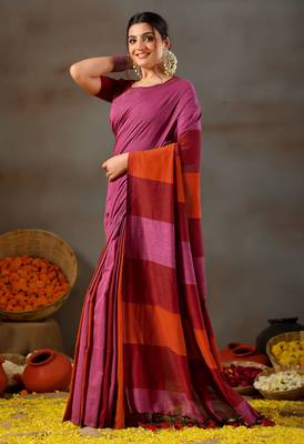 Raag varnam pink handloom khadi cotton saree 4