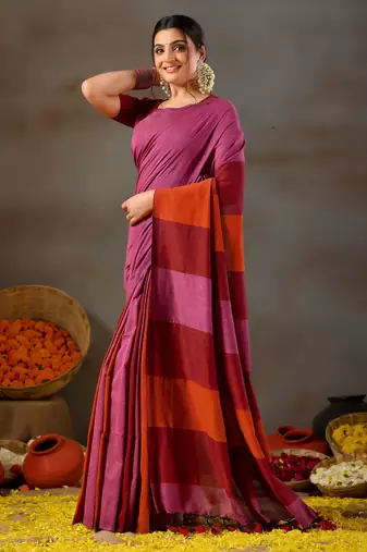 Raag varnam pink handloom khadi cotton saree