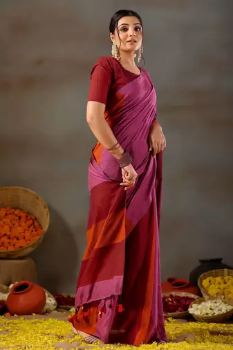 Raag varnam pink handloom khadi cotton saree