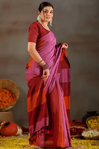 Raag varnam pink handloom khadi cotton saree
