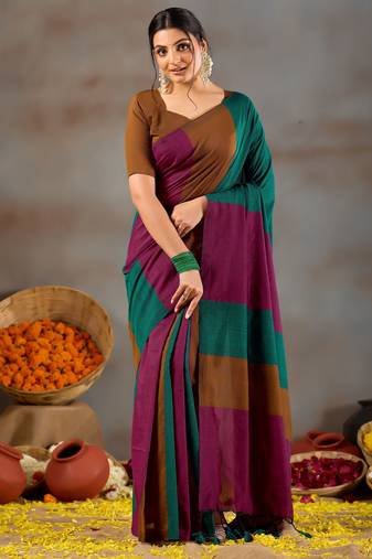 Raag varnam rama green handloom khadi cotton saree