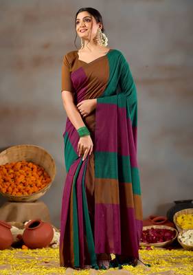 Raag varnam rama green handloom khadi cotton saree 3