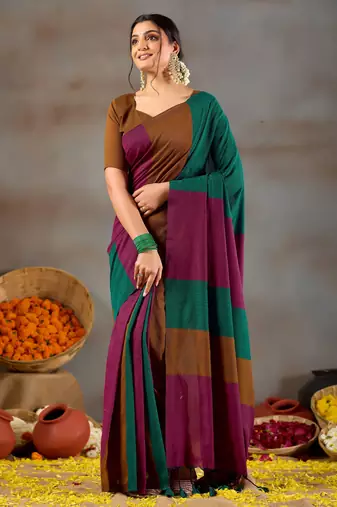 Raag varnam rama green handloom khadi cotton saree