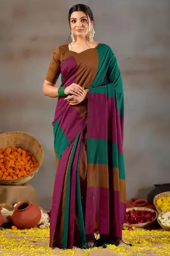 Raag varnam rama green handloom khadi cotton saree