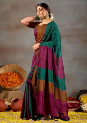 Raag varnam rama green handloom khadi cotton saree 5