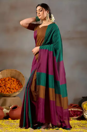 Raag varnam rama green handloom khadi cotton saree