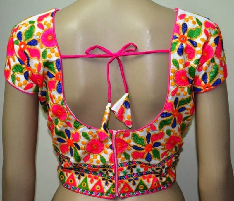 white cotton stitched embroidery blouse