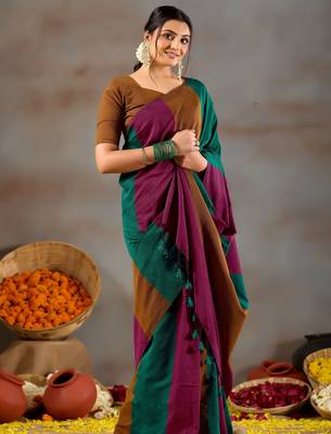 Raag varnam rama green handloom khadi cotton saree 6