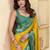 yellow satin silk blend woven saree with unstitched blouse piece