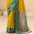 yellow satin silk blend woven saree with unstitched blouse piece
