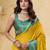 yellow satin silk blend woven saree with unstitched blouse piece