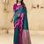 teal satin silk blend woven saree with unstitched blouse piece