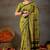 Raag varnam mehandi green handloom print cotton saree