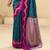 teal satin silk blend woven saree with unstitched blouse piece