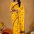 Raag varnam mustrad yellow handloom print cotton saree