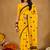 Raag varnam mustrad yellow handloom print cotton saree