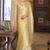 yellow satin banarasi silk blend woven saree with unstitched blouse piece