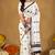 Raag varnam white handloom print cotton saree