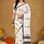 Raag varnam white handloom print cotton saree