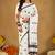 Raag varnam white handloom print cotton saree
