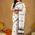 Raag varnam white handloom print cotton saree