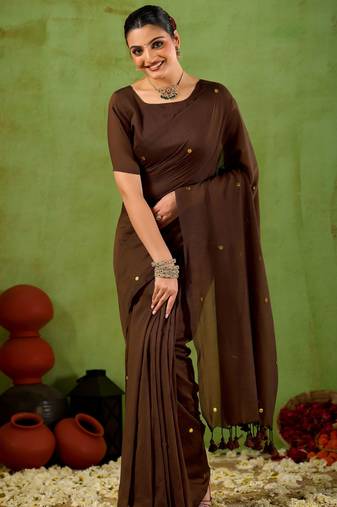 Raag varnam coffe  handloom gini cotton saree