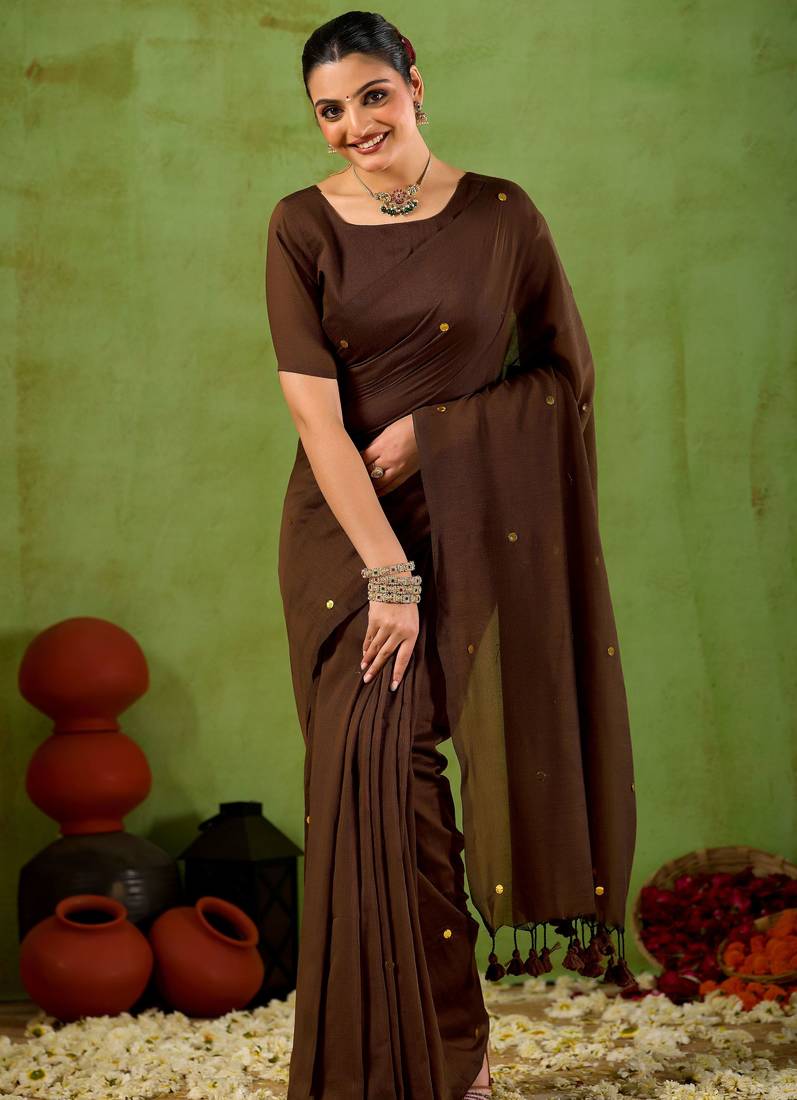 Raag varnam coffe  handloom gini cotton saree