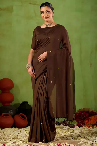Raag varnam coffe  handloom gini cotton saree