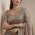 Grey Color Beautiful Embroidery detailling Satin Silk Saree