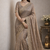 Grey Color Beautiful Embroidery detailling Satin Silk Saree