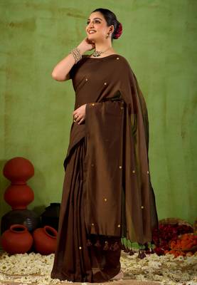 Raag varnam coffe  handloom gini cotton saree 4