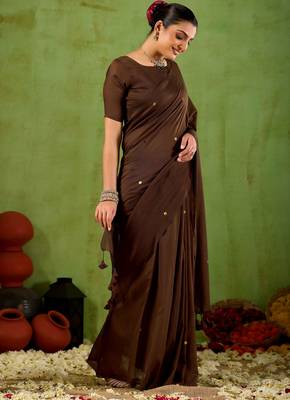 Raag varnam coffe  handloom gini cotton saree 5