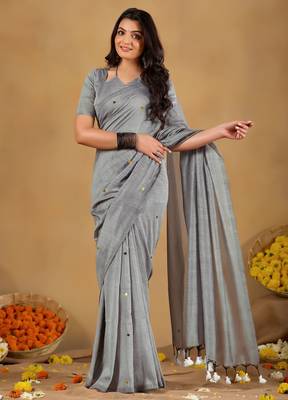 Raag varnam grey handloom gini cotton saree 4