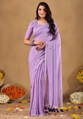 Raag varnam lavnder handloom gini cotton saree 3