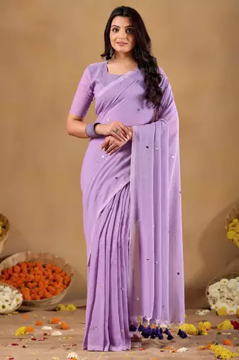 Raag varnam lavnder handloom gini cotton saree