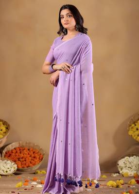 Raag varnam lavnder handloom gini cotton saree 4