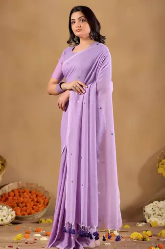 Raag varnam lavnder handloom gini cotton saree