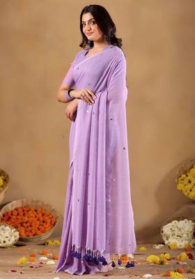 Raag varnam lavnder handloom gini cotton saree 5