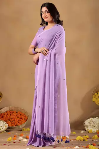 Raag varnam lavnder handloom gini cotton saree