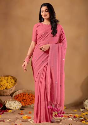 Raag varnam pink handloom gini cotton saree 3