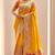 yellow soft silk blend woven saree with unstitched blouse piece