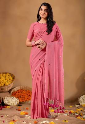 Raag varnam pink handloom gini cotton saree 4