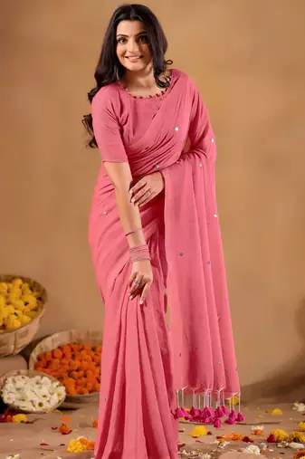 Raag varnam pink handloom gini cotton saree