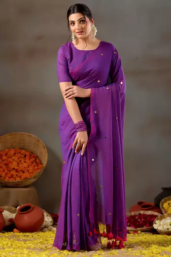 Raag varnam purple handloom gini cotton saree