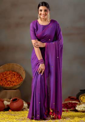 Raag varnam purple handloom gini cotton saree 3