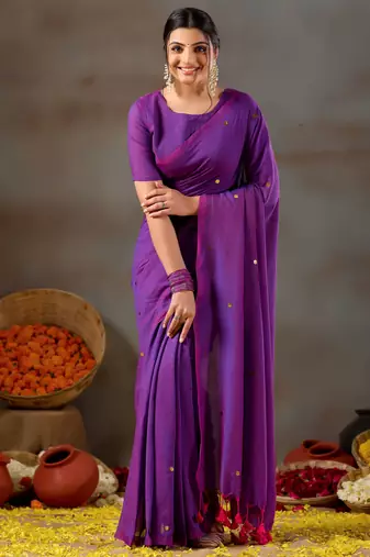 Raag varnam purple handloom gini cotton saree
