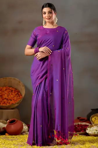 Raag varnam purple handloom gini cotton saree