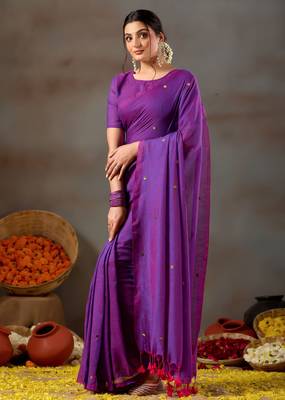 Raag varnam purple handloom gini cotton saree 5